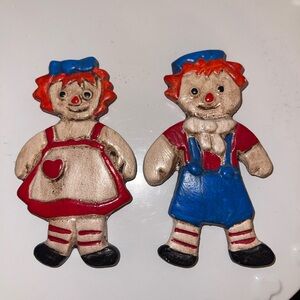 Vintage Raggedy Ann and‎ Andy Made of Clay / Resin